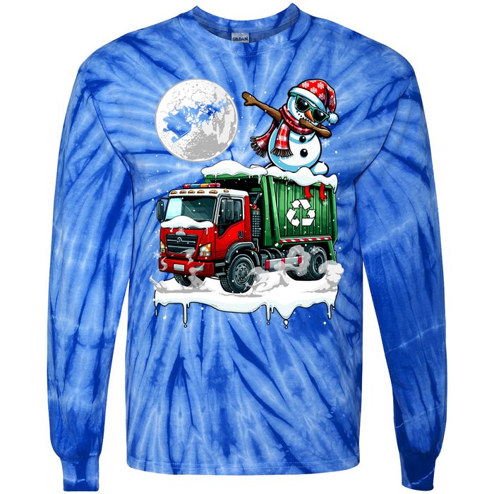 Dabbing Snow On Garbage Truck Christmas Driver Lover Funny Gift Tie-Dye Long Sleeve Shirt