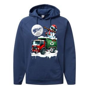 Dabbing Snow On Garbage Truck Christmas Driver Lover Funny Gift Performance Fleece Hoodie