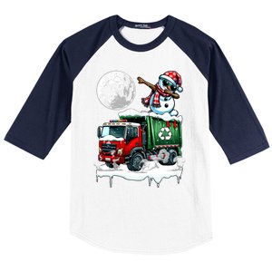 Dabbing Snow On Garbage Truck Christmas Driver Lover Funny Gift Baseball Sleeve Shirt