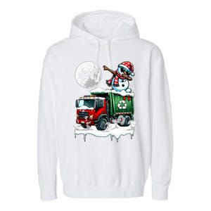 Dabbing Snow On Garbage Truck Christmas Driver Lover Funny Gift Garment-Dyed Fleece Hoodie