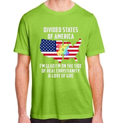 Divided States Of America Patriotic Love God Christianity Adult ChromaSoft Performance T-Shirt