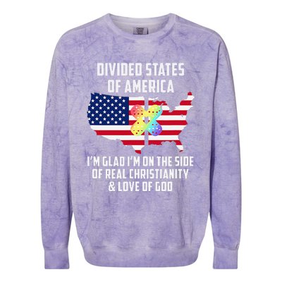 Divided States Of America Patriotic Love God Christianity Colorblast Crewneck Sweatshirt