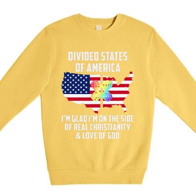 Divided States Of America Patriotic Love God Christianity Premium Crewneck Sweatshirt