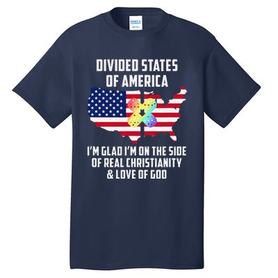 Divided States Of America Patriotic Love God Christianity Tall T-Shirt