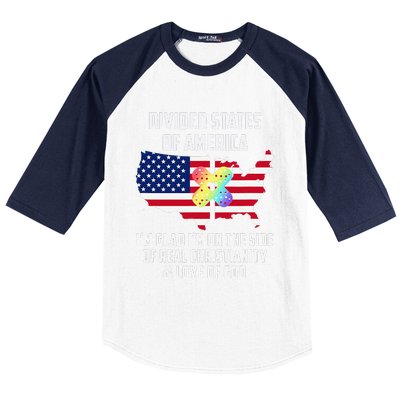 Divided States Of America Patriotic Love God Christianity Baseball Sleeve Shirt