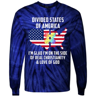 Divided States Of America Patriotic Love God Christianity Tie-Dye Long Sleeve Shirt