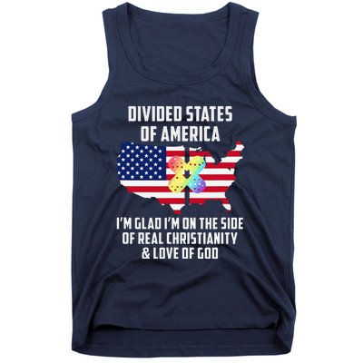 Divided States Of America Patriotic Love God Christianity Tank Top