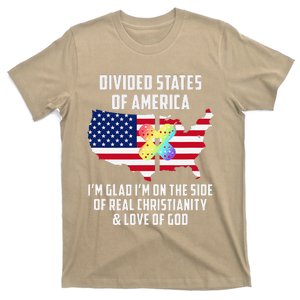 Divided States Of America Patriotic Love God Christianity T-Shirt