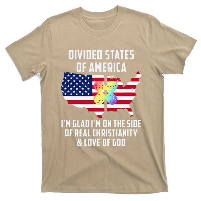 Divided States Of America Patriotic Love God Christianity T-Shirt