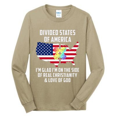 Divided States Of America Patriotic Love God Christianity Tall Long Sleeve T-Shirt