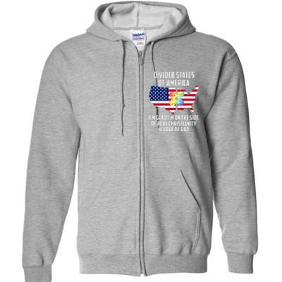 Divided States Of America Patriotic Love God Christianity Full Zip Hoodie