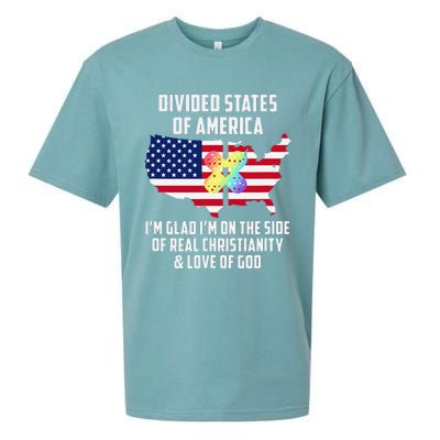 Divided States Of America Patriotic Love God Christianity Sueded Cloud Jersey T-Shirt