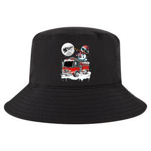 Dabbing Snow On Fire Truck Christmas Driver Lover Gift Cool Comfort Performance Bucket Hat