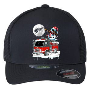 Dabbing Snow On Fire Truck Christmas Driver Lover Gift Flexfit Unipanel Trucker Cap