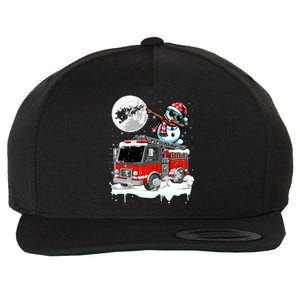 Dabbing Snow On Fire Truck Christmas Driver Lover Gift Wool Snapback Cap