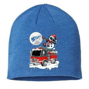 Dabbing Snow On Fire Truck Christmas Driver Lover Gift Sustainable Beanie