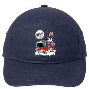 Dabbing Snow On Fire Truck Christmas Driver Lover Gift 7-Panel Snapback Hat