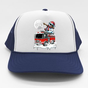 Dabbing Snow On Fire Truck Christmas Driver Lover Gift Trucker Hat