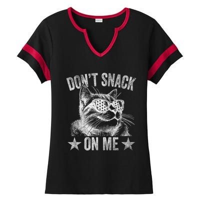 DonT Snack On Me Funny Cat Ladies Halftime Notch Neck Tee