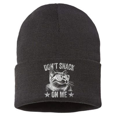 DonT Snack On Me Funny Cat Sustainable Knit Beanie