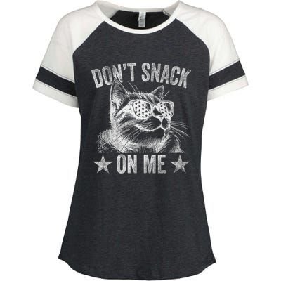 DonT Snack On Me Funny Cat Enza Ladies Jersey Colorblock Tee