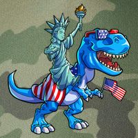 Dino Statue Of Liberty 4th Of July American Flag Legacy Tie Dye Trucker Hat