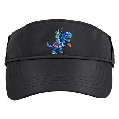 Dino Statue Of Liberty 4th Of July American Flag Adult Drive Performance Visor