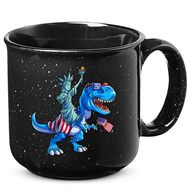 Dino Statue Of Liberty 4th Of July American Flag 15oz Campfire Ceramic Mug