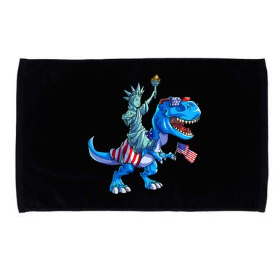 Dino Statue Of Liberty 4th Of July American Flag Microfiber Hand Towel