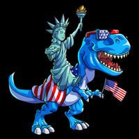 Dino Statue Of Liberty 4th Of July American Flag Cropped Pullover Crew