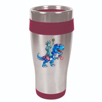 Dino Statue Of Liberty 4th Of July American Flag 16oz Travel Tumbler