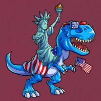 Dino Statue Of Liberty 4th Of July American Flag 16oz Travel Tumbler