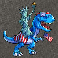 Dino Statue Of Liberty 4th Of July American Flag Cotton Canvas Backpack