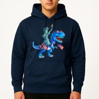 Dino Statue Of Liberty 4th Of July American Flag Hoodie