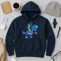 Dino Statue Of Liberty 4th Of July American Flag Hoodie
