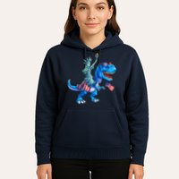 Dino Statue Of Liberty 4th Of July American Flag Hoodie