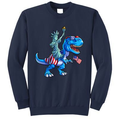 Dino Statue Of Liberty 4th Of July American Flag Sweatshirt