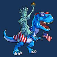 Dino Statue Of Liberty 4th Of July American Flag 7-Panel Snapback Hat
