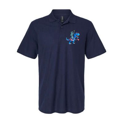 Dino Statue Of Liberty 4th Of July American Flag Polo