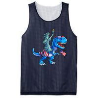 Dino Statue Of Liberty 4th Of July American Flag Mesh Reversible Basketball Jersey Tank