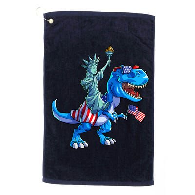 Dino Statue Of Liberty 4th Of July American Flag Golf Towel