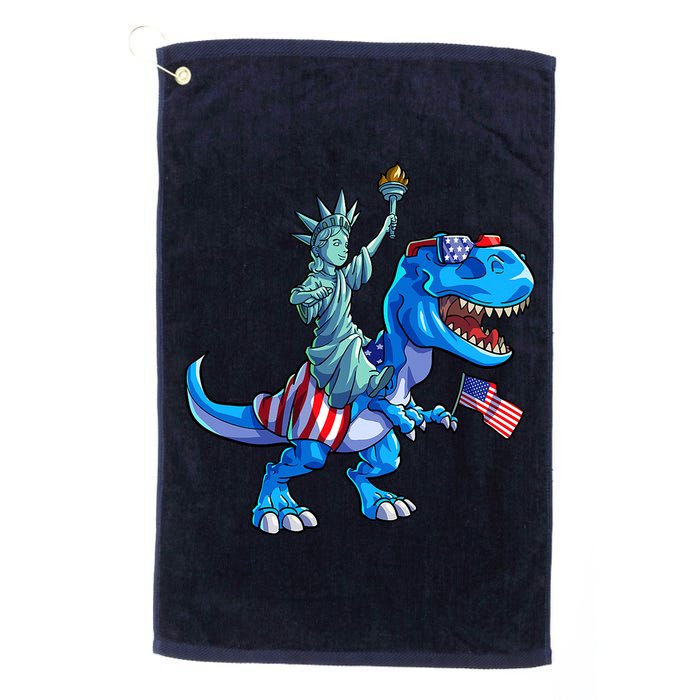 Dino Statue Of Liberty 4th Of July American Flag Golf Towel