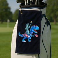 Dino Statue Of Liberty 4th Of July American Flag Golf Towel