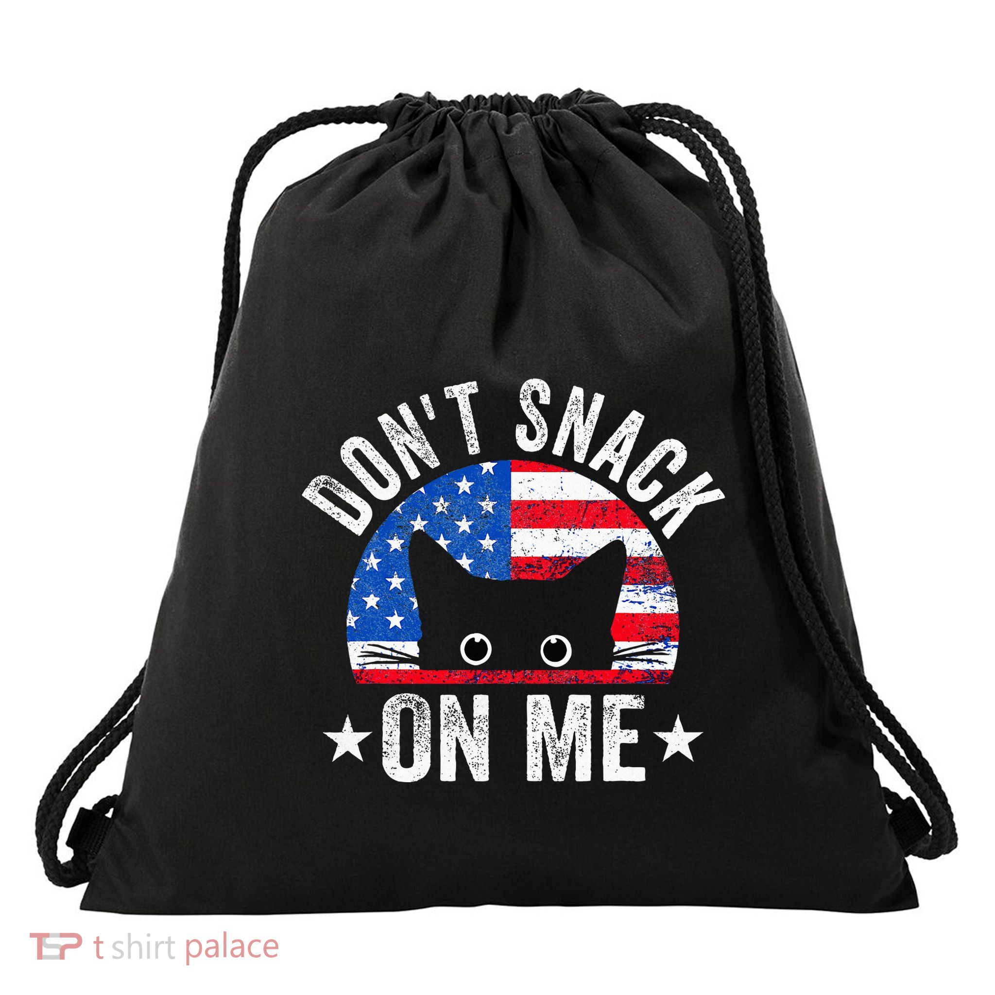 DonT Snack On Me Funny Cat Meme Drawstring Bag