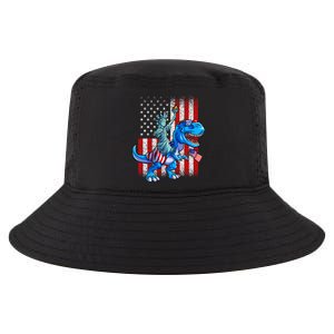 Dino Statue Of Liberty 4th Of July Boy American Flag Cool Comfort Performance Bucket Hat