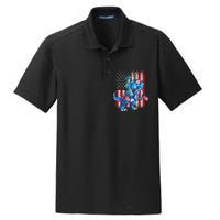 Dino Statue Of Liberty 4th Of July American Flag Dry Zone Grid Polo