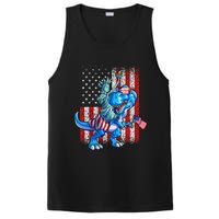 Dino Statue Of Liberty 4th Of July American Flag PosiCharge Competitor Tank