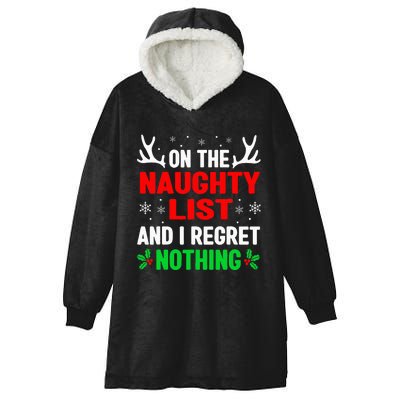 Dear Santa On Naughty List Funny Christmas  Hooded Wearable Blanket