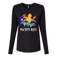 Distressed Style Puerto Rico Frog Gift Design Puerto Rico! Womens Cotton Relaxed Long Sleeve T-Shirt