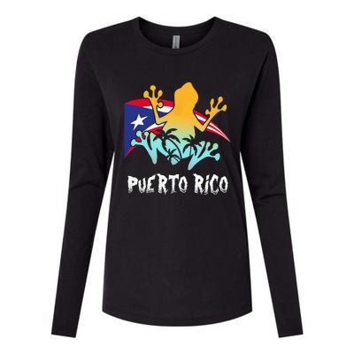 Distressed Style Puerto Rico Frog Gift Design Puerto Rico! Womens Cotton Relaxed Long Sleeve T-Shirt